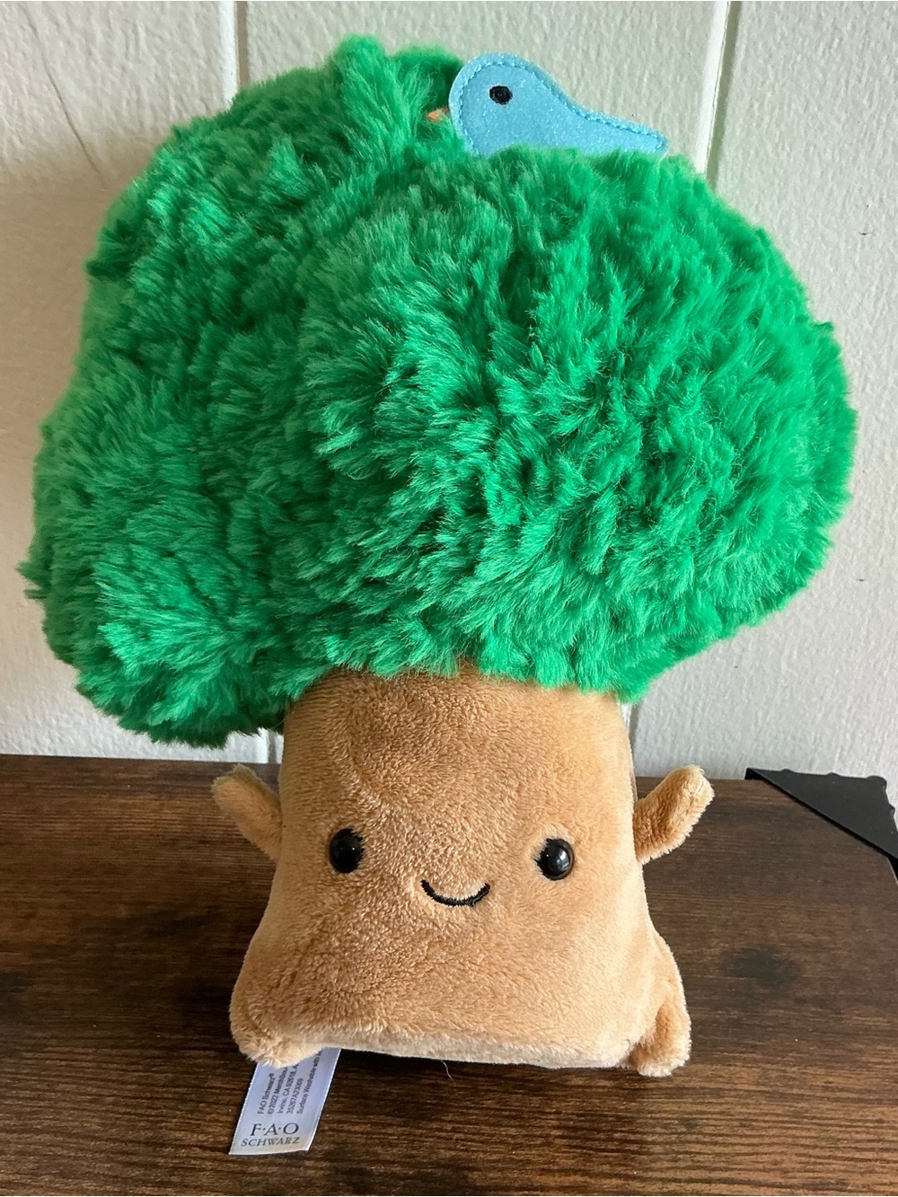 A Rare HTF FAO Schwarz 9" Sparklers plush tree With Bird Plush Item Toy